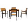 vidaXL Garden Dining Set 5 pcs Black Solid Acacia Wood