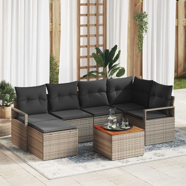 vidaXL Garden Sofa Set 7 pcs Grey