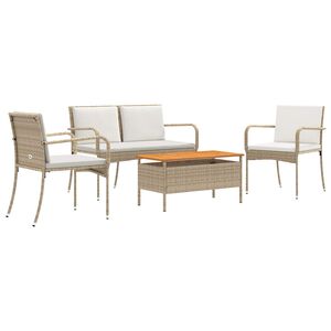 vidaXL Garden set Beige Poly Rattan