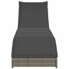 vidaXL Folding Sun Lounger with Cushion and Storage Grey Poly Rattan