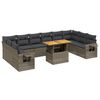 vidaXL 11 Piece Garden Sofa Set with Cushions Grey Poly Rattan