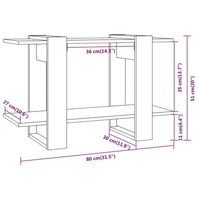 vidaXL Book Cabinet/Room Divider Concrete Grey 80x30x51 cm