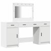 vidaXL Dressing Table with Mirror Lights 3 pcs White Engineered Wood