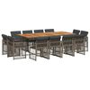 vidaXL 13 Piece Garden Dining Set with Cushions Grey Poly Rattan