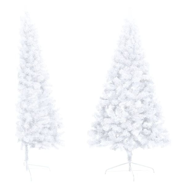 vidaXL Artificial Half Pre-lit Christmas Tree with Stand White 180 cm PVC