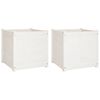 vidaXL Garden Planters 2 pcs White 60x60x60 cm Solid Pinewood