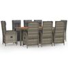 vidaXL 9 Piece Garden Dining Set with Cushions Grey Poly Rattan