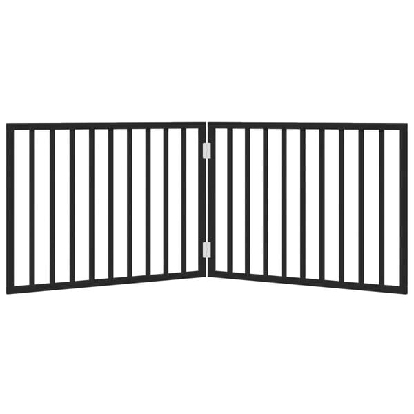 vidaXL Dog Gate Foldable 2 Panels Black 160 cm Poplar Wood
