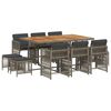 vidaXL 11 Piece Garden Dining Set with Cushions Grey Poly Rattan