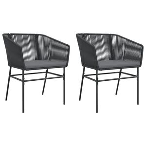 vidaXL Garden Chairs 2 pcs with Cushions Black Poly Rattan