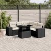 vidaXL 6 Piece Garden Sofa Set with Cushions Black Poly Rattan