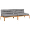 vidaXL Garden Pallet Middle Sofas with Cushions 2 pcs Solid Wood Acacia