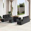 vidaXL Garden Sofa Set with Cushion 9 pcs Black Poly rattan