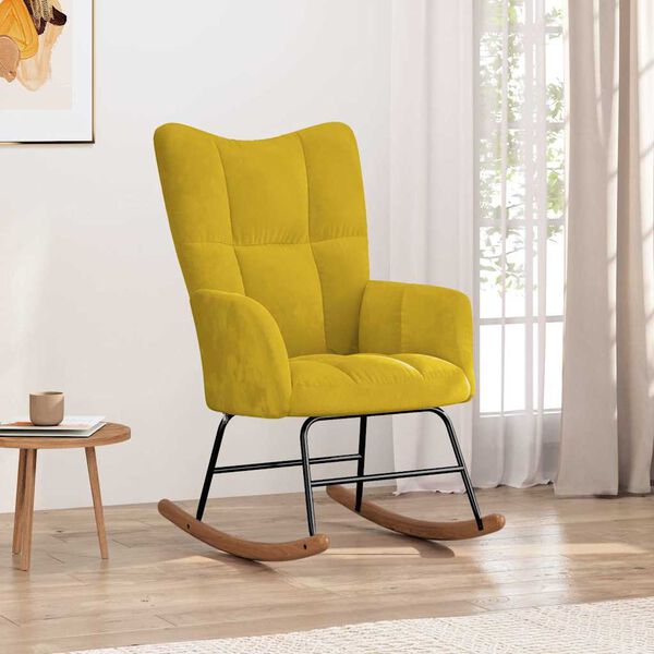 vidaXL Rocking Chair Mustard Yellow Velvet