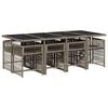 vidaXL 9 Piece Garden Dining Set with Cushions Grey Poly Rattan
