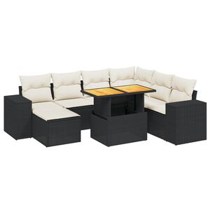 vidaXL 8 Piece Garden Sofa Set with Cushions Black Poly Rattan