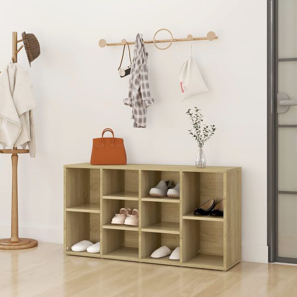 vidaXL Shoe Bench Sonoma Oak 103x30x55 cm Engineered Wood