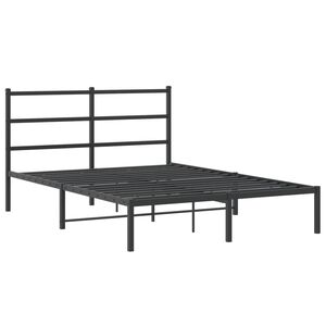 vidaXL Metal Bed Frame without Mattress with Headboard Black 135x190cm