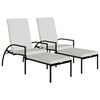 vidaXL Sun Loungers 2 pcs with Footrest PE Rattan Black