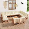 vidaXL 12 Piece Garden Lounge Set&Cushions Honey Brown Solid Pinewood