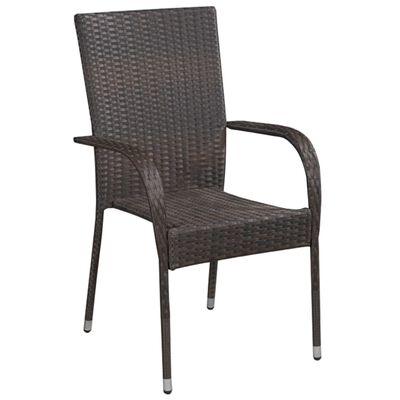 vidaXL Stackable Outdoor Chairs 6 pcs Poly Rattan Brown