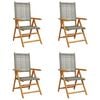vidaXL Reclining Folding Chairs 4 pcs Grey Poly Rattan and Solid Wood