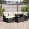 vidaXL 7 Piece Garden Sofa Set with Cushions Black Poly Rattan