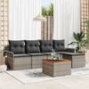 vidaXL Garden Sofa Set with Cushion 6 pcs Grey Poly Rattan