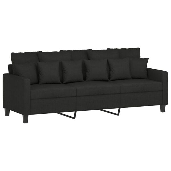 vidaXL 3 Piece Sofa Set with Cushions Black Fabric