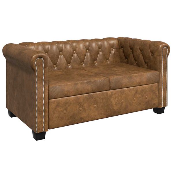 vidaXL Chesterfield 2-Seater and 3-Seater Sofa Set Brown