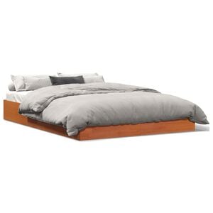 vidaXL Bed Frame without Mattress Wax Brown 150x200 cm King Size Solid Wood Pine