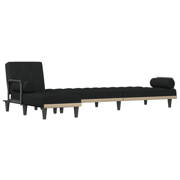 vidaXL L-shaped Sofa Bed Black 260x140x70 cm Fabric