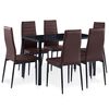 vidaXL Seven Piece Dining Set Brown