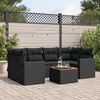 vidaXL 7 Piece Garden Sofa Set with Cushions Black Poly Rattan