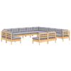 vidaXL 13 Piece Garden Lounge Set with Grey Cushions Solid Pinewood
