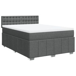 vidaXL Box Spring Bed with Mattress Black Queen Fabric