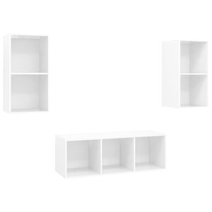 vidaXL TV Cabinet Set | High gloss white | Engineered wood | Medium