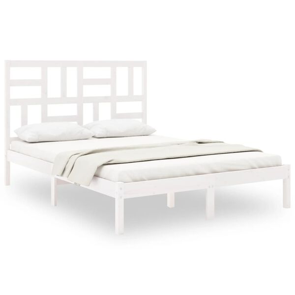vidaXL Bed Frame without Mattress White Solid Wood 150x200 cm King Size