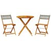 vidaXL 3 Piece Bistro Set Grey Poly Rattan and Solid Wood