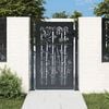 vidaXL Garden Gate Anthracite 100x125 cm Steel Bamboo Design