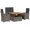 vidaXL 4 Piece Garden Dining Set with Cushions Grey Poly Rattan