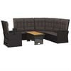 vidaXL 3 Piece Garden Lounge Set with Cushions Black Poly Rattan