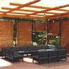 vidaXL 14 Piece Garden Lounge Set with Cushions Black Solid Pinewood