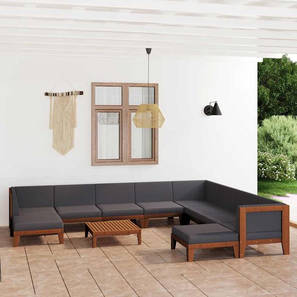 vidaXL 11 Piece Garden Lounge Set with Cushions Solid Acacia Wood