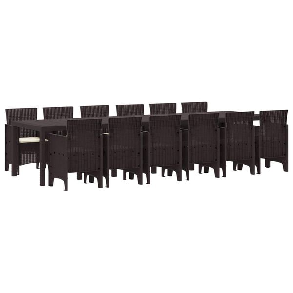 vidaXL Garden Dining Set 13 pcs Brown Polt rattan
