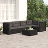 vidaXL 5 Piece Garden Lounge Set with Cushions Black Poly Rattan