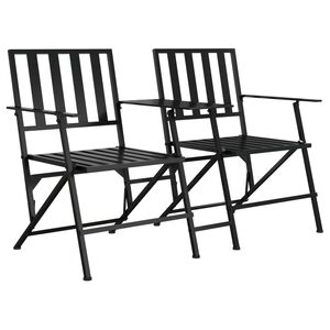 vidaXL Garden Bench | Black | Steel | 137 cm | Foldable | Garden Bench