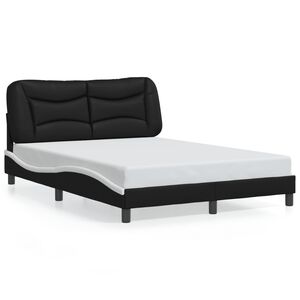 vidaXL Bed Frame without Mattress "Hvar" Black and White 137x190 cm Double Faux Leather