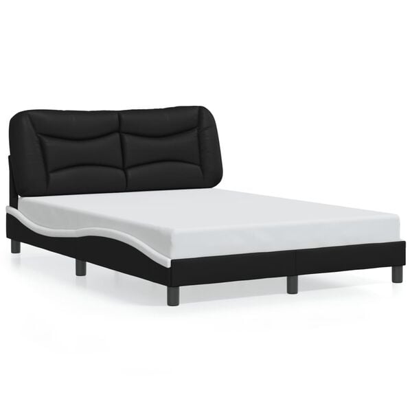 vidaXL Bed Frame without Mattress "Hvar" Black and White 137x190 cm Double Faux Leather