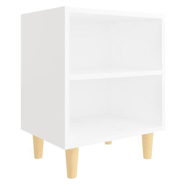 vidaXL Bed Cabinets with Solid Wood Legs 2 pcs White 40x30x50 cm